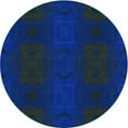 thumbnail image 1 of Ahgly Company Machine Washable Indoor Square Transitional Blueberry Blue Area Rugs, 3' Square, 1 of 7