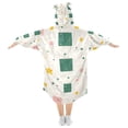 thumbnail image 2 of FORMRS Wearable Blanket Hoodie with Sleeves for Kids Cozy Flannel Sweatshirt, Green Abstract Pattern, 2 of 7