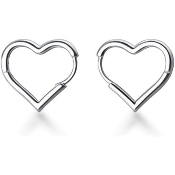 Solid 925 Sterling Silver 1.6CM Heart Hoop Earrings for Women Teens Minimalist Hoop Earrings Sweet Love Heart Earrings