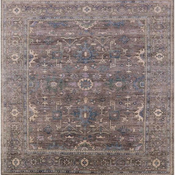 Ahgly Company Machine Washable Indoor Square Industrial Modern Rosy Brown Pink Area Rugs, 3' Square