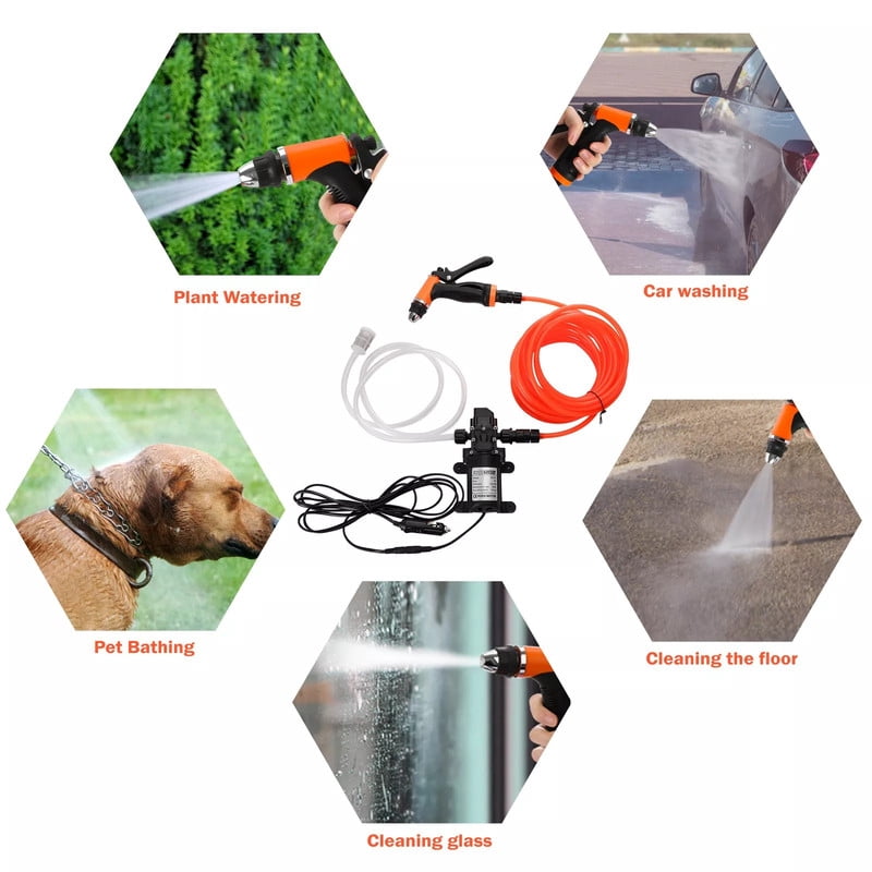 12V 160PSI Washdown Wash Pump Kit Electric DIY Car Washer Cleaner Sprayer Tool for Car, Home, Outdoor Use