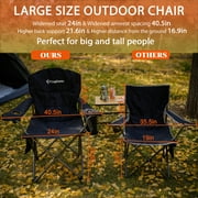 KingCamp Oversized Camping Chairs, Folding Outdoor Chair for Adults, Heavy Duty Padded Folding Lawn Chair, Support 440 lbs for Adults Black