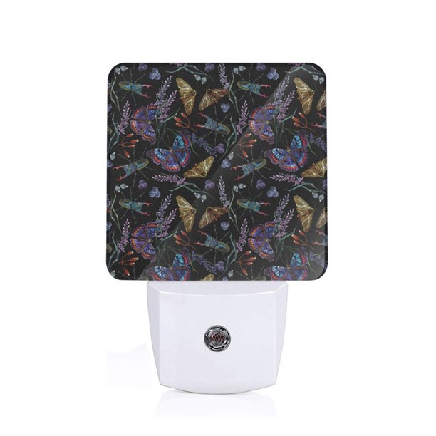 Balery Lavender Flowers Luz Nocturna LED con Sensor Automático, Enchufe con Sensor Crepuscular, Luz Suave de 0.5W para Dormitorio, Pasillo, Baño-UK