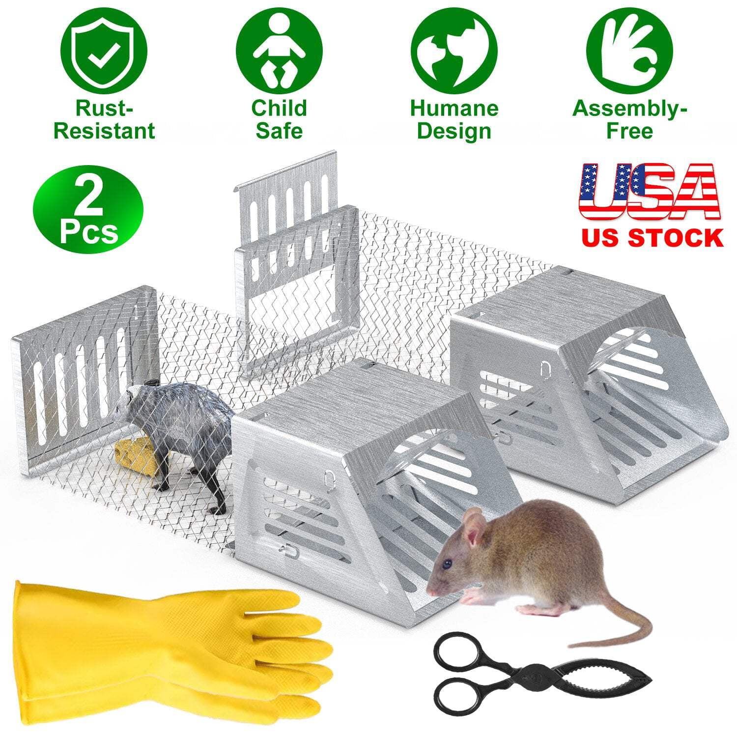 2Pcs Humane Mouse Trap Cage