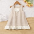 thumbnail image 3 of Little Girls Summer Plaid Dress Sleeveless Ruffle Aline Dress Lace Trim Casual Cute Toddler Clothes Khaki, 4 Years, 3 of 7