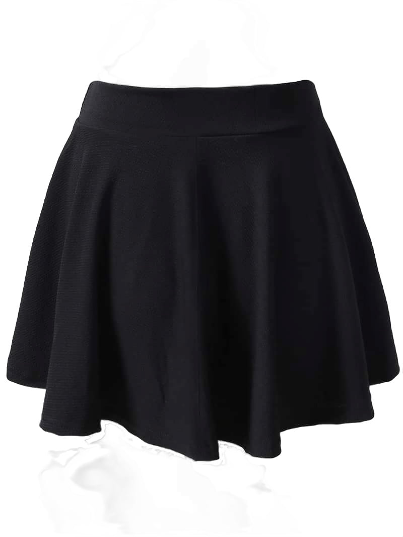 Women Mini Skirts Versatile Elastic Waist Solid A line Basic Stretchy