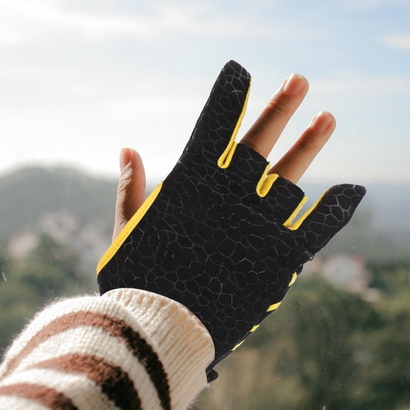 HOOWIFFY Flexible Breathable Gloves for Bowling and Fishing Use Yellow