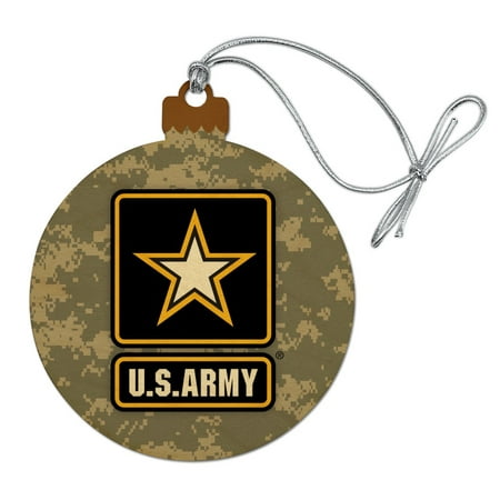 U.S. Army Logo on Camo Wood Christmas Tree Holiday