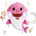 thumbnail image 1 of Soft Doll Baby Cartoon Shark Toy With Music Singing English Songs Gift Children Girl-pink, 1 of 4
