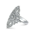 thumbnail image 3 of BERRICLE Sterling Silver Navette Cubic Zirconia CZ Statement Vintage Inspired Art Deco Cocktail Fashion Ring for Women, Rhodium Plated Size 6.5, 3 of 6