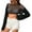 Black, variant on Women Crochet Crop Top Long Sleeve Hollow Out Crochet Crop Top Beach Coverup Crochet Swimsuit Coverup