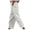 White, variant on WREESH Womens Cotton Linen Pants Solid Fashion Lace Relaxed Bandage Pocket Button Waist Full Length Pants Blue