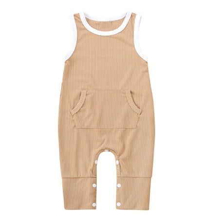 

TAIAOJING Baby Romper Clothes Sleeveless Jumpsuit Boys Solid Knit Girls Ribbed Girls Romper&Jumpsuit One Piece Outfits 12-18 Months