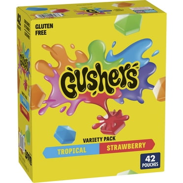 Gushers Fruit Flavored Snacks, Strawberry and Tropical Flavors, 42 ct