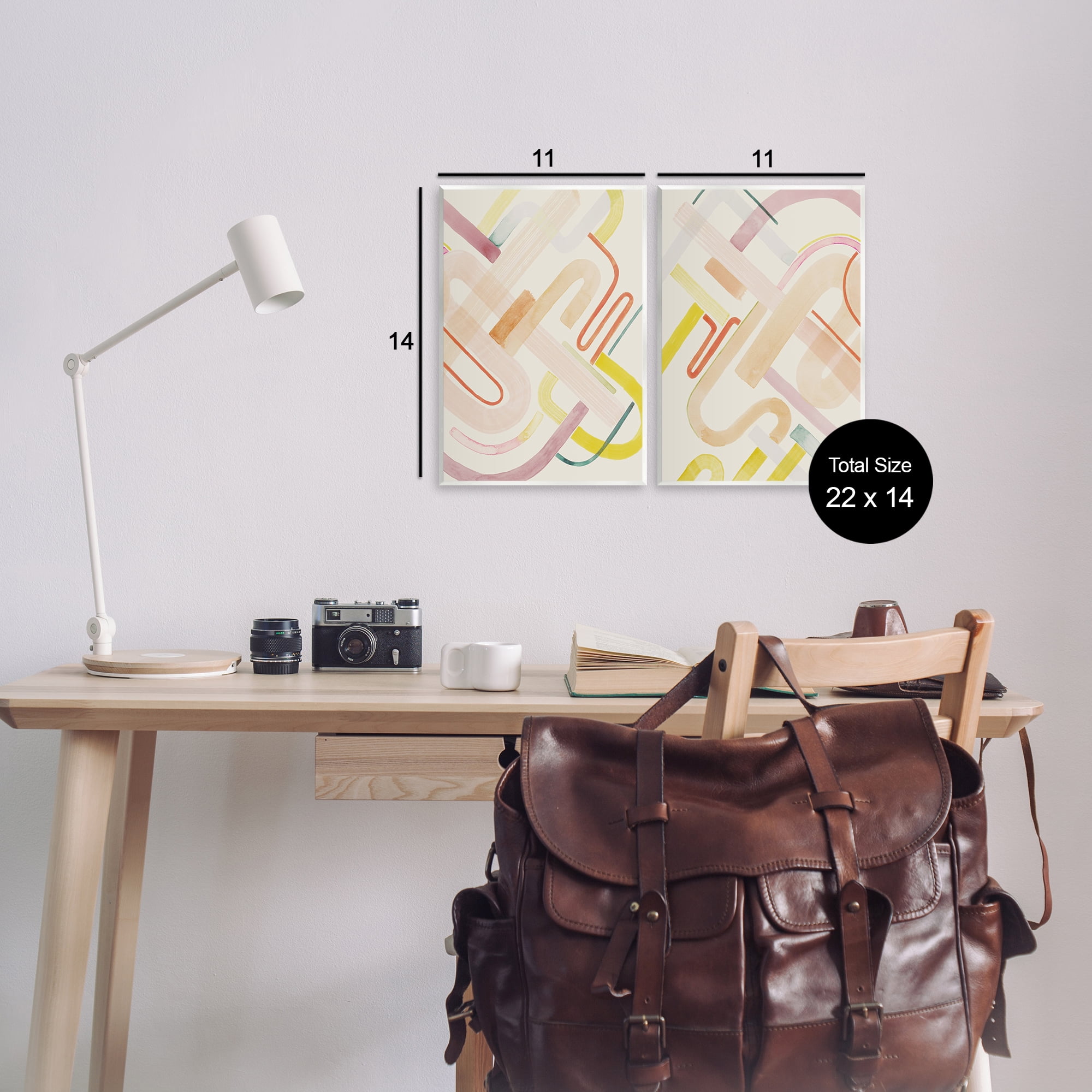 Stupell Industries Retro Neutral Patterns Abstract Painting Unframed Art Print Wall Art, 11 x 14, Set of 2