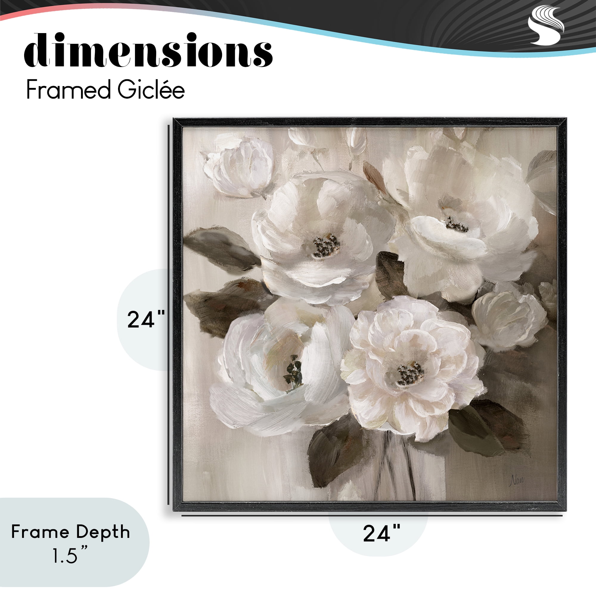 Stupell Industries Ivory Flower Bushel Black Framed Giclee Art, design by Nan