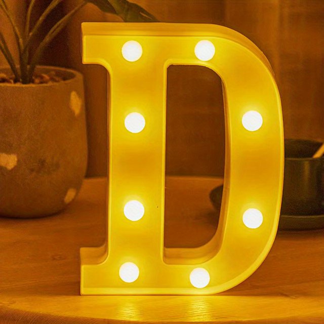 1pc LED Marquee Number Lights Sign, Luces De Decoraciones De Halloween Al Aire Libre, Alfabeto A-T, Alimentado Por Batería Luces De Números De Decoración De Navidad Blanco Cálido, Accesorio De Vacacio