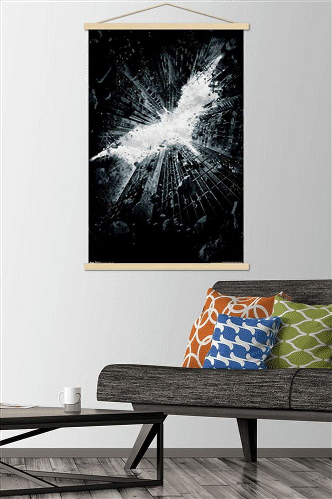 DC Comics Movie - The Dark Knight Rises - Teaser One Sheet Wall Poster with Wooden Magnetic Frame, 22.375" x 34"