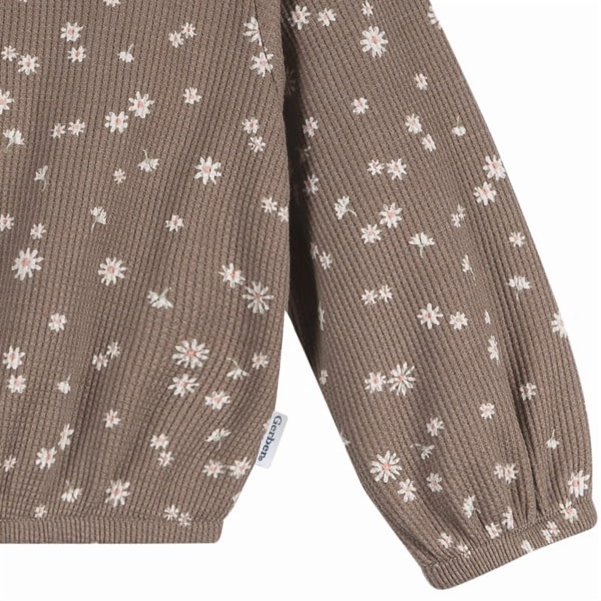 Gerber Toddler Girl Top & Leggings Brown Daisies 2-Pack Set, Sizes 2-5T