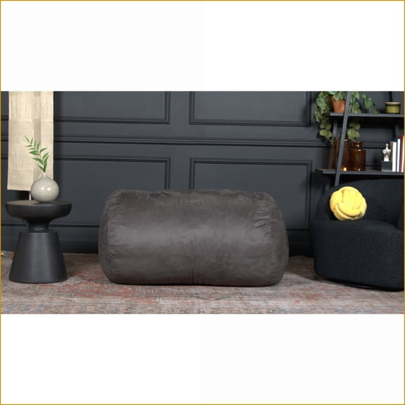 Michael 4-Foot Cylindrical Bean Bag Chair for Adults – Soft Suede, Charcoal | Polyester