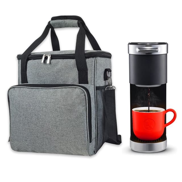 LEFU Sac de Rangement pour Machine à Café Portable - Étui de Transport Rembourré avec Sangle Réglable pour Voyage et Organisation Domestique (30x34x18cm, Gris)