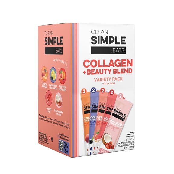 Clean Simple Eats Collagen Beauty Variety Powder Caddy (10 Count) - 4.9 Oz