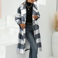 thumbnail image 3 of Homgro Women's Long Trench Coat Wool Over Coats Plaid Winter Warm Notched Collar Jacket Mid-Length Grey 4, 3 of 5