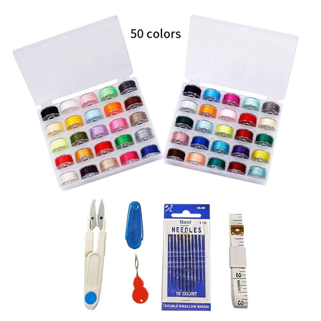Hilos de bobina de plástico Jumpingount Kit de hilo de coser multicolor 50 piezas 12x10x2.5cm