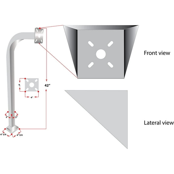 GooseNeck with Hood Cover for Keypad Stand Intercom Holder Curve Goose Neck Pedestal Post Offset Curb Mount 42" White