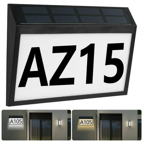 OKYMOTOR Solar Address Sign,House Numbers for Outside IP65/IP68 Waterproof LED Illuminated Address Number Plaque with Letter and Number for Street Yard Garden