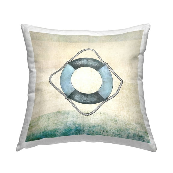 Stupell Industries Rustic Maritime Life Ring Decorative Printed Throw Pillow Design by JG Studios.