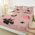 thumbnail image 3 of Feelyou Kawaii Unicorn Ghost Twin Sheet Sets, Cartoon Dinosaur Bat Twin Fitted Sheet, Pink Sguar Halloween Flat Sheet, Luxury Bedroom Decor, 3pcs, 3 of 7