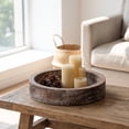 thumbnail image 6 of Round Distressed Wood Candle Tray, Rustic Farmhouse Decor for Coffee Table, Bathroom Vanity & Home Centerpieces, Candle Holder Tray Home Decor - 6 Inch, 6 of 6