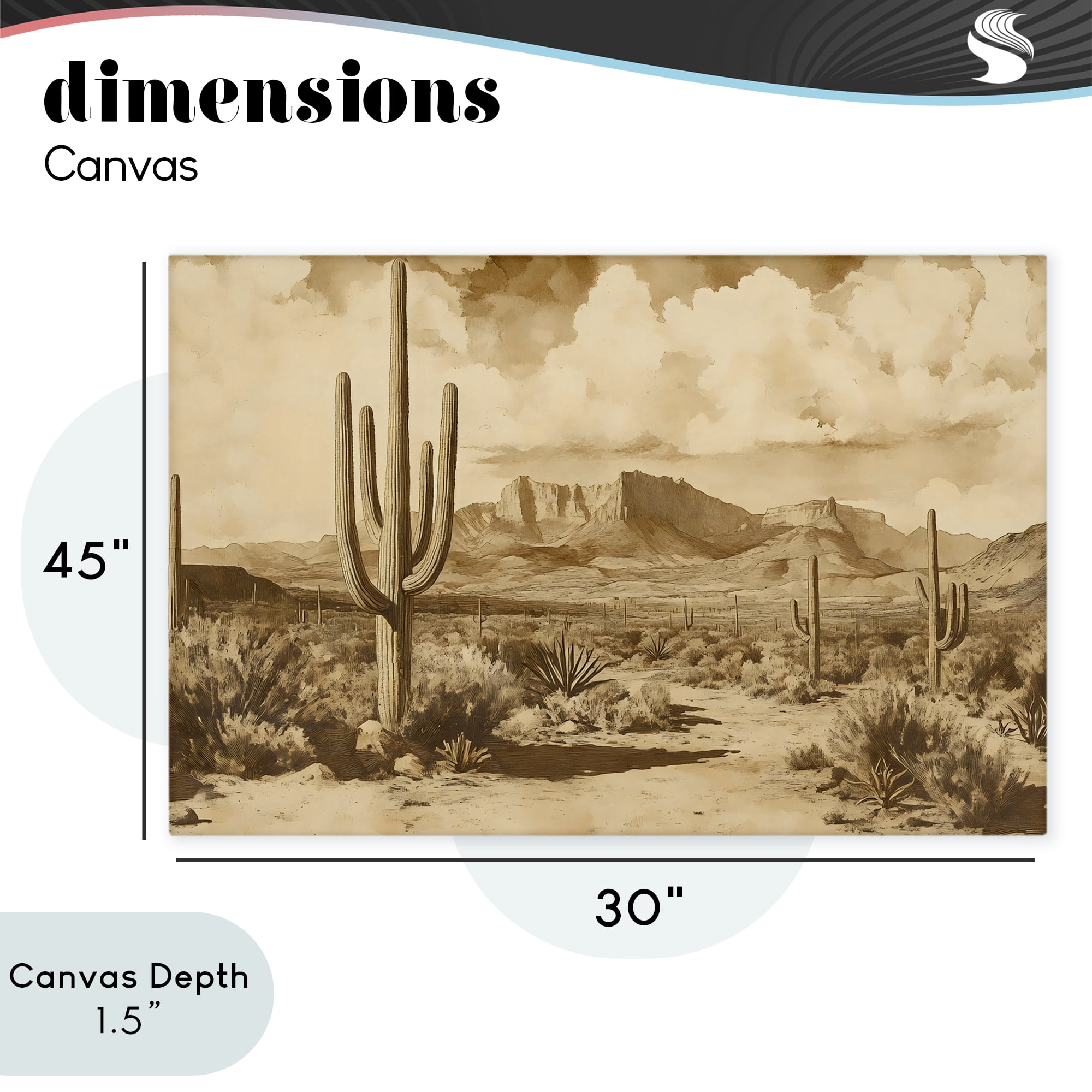Stupell Industries Vintage Desert Peaks with Saguaro Canvas Wall Art, design by Franklyn Gregory
