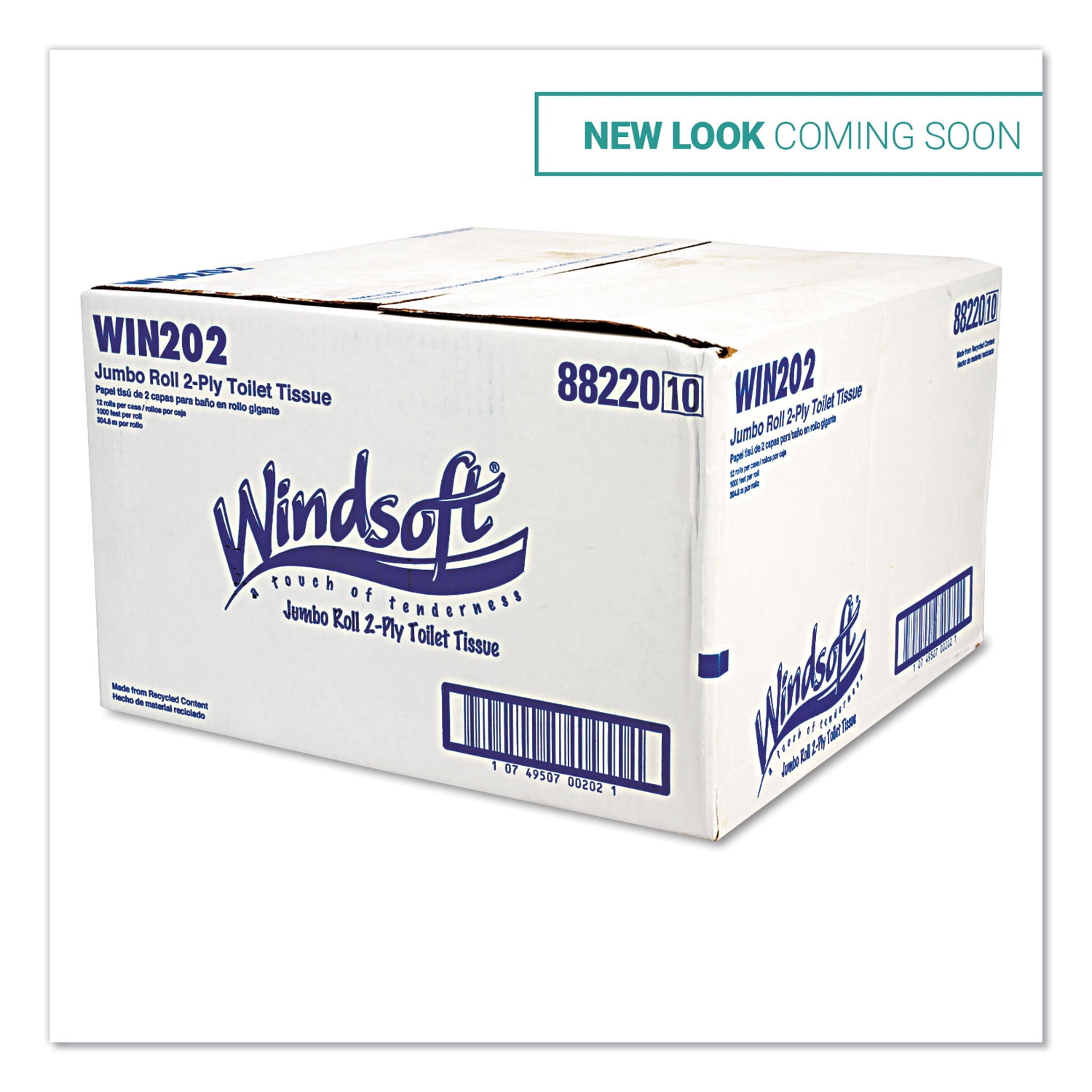 Windsoft Jumbo Roll Toilet Paper, Septic Safe, 2 Ply, White, 3.4′ x ...