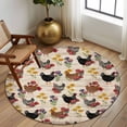 thumbnail image 2 of Round Rugs 7 Ft, Farmhouse Rooster Non Slip Area Rugs for Kitchen Bedroom Entryway, Vintage Watercolor Flowers Wood Grain Washable Carpet Runner Rug Floor Mats for Bedroom Home Decor, 2 of 8