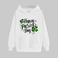 thumbnail image 2 of VBTAPA 2025 St. Patrick's Day Womens Graphic Hoodies Irish Shamrock Print Hooded Sweatshirt Loose Casual Kangaroo Pocket Pullover Hoodie Clearance Sale White XL, 2 of 6