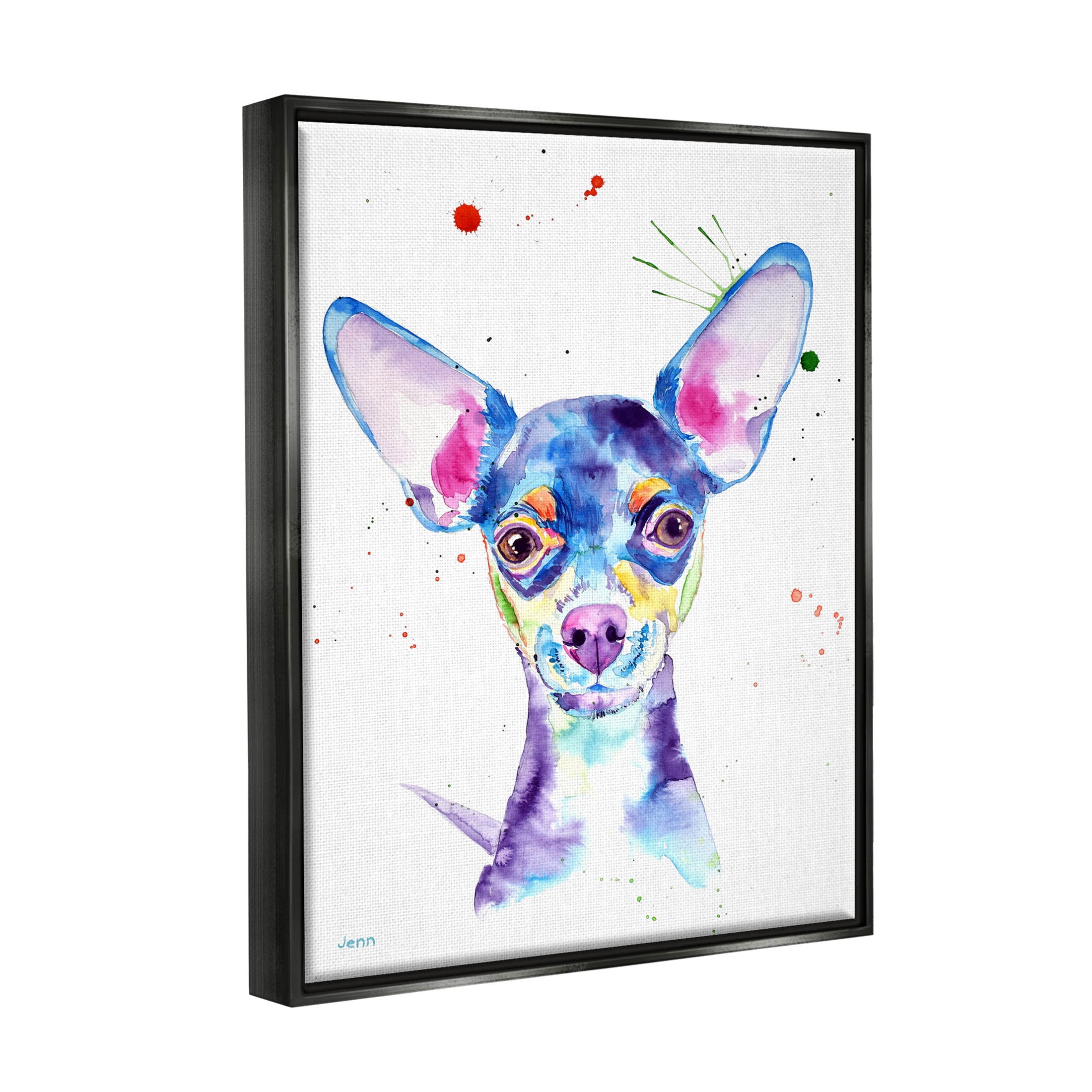 Happy Chihuahua Casual Composition Animals & Insects Graphic Art Jet Black Framed Art Print Wall Art