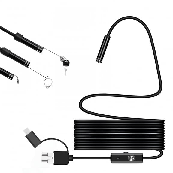 GJX Endoscope 3 In 1 USB Endoscope Type C Borescope 5.5mm Inspection Snake Camera HD IP67 with 6 Adjustable LEDs for Android and Tablets