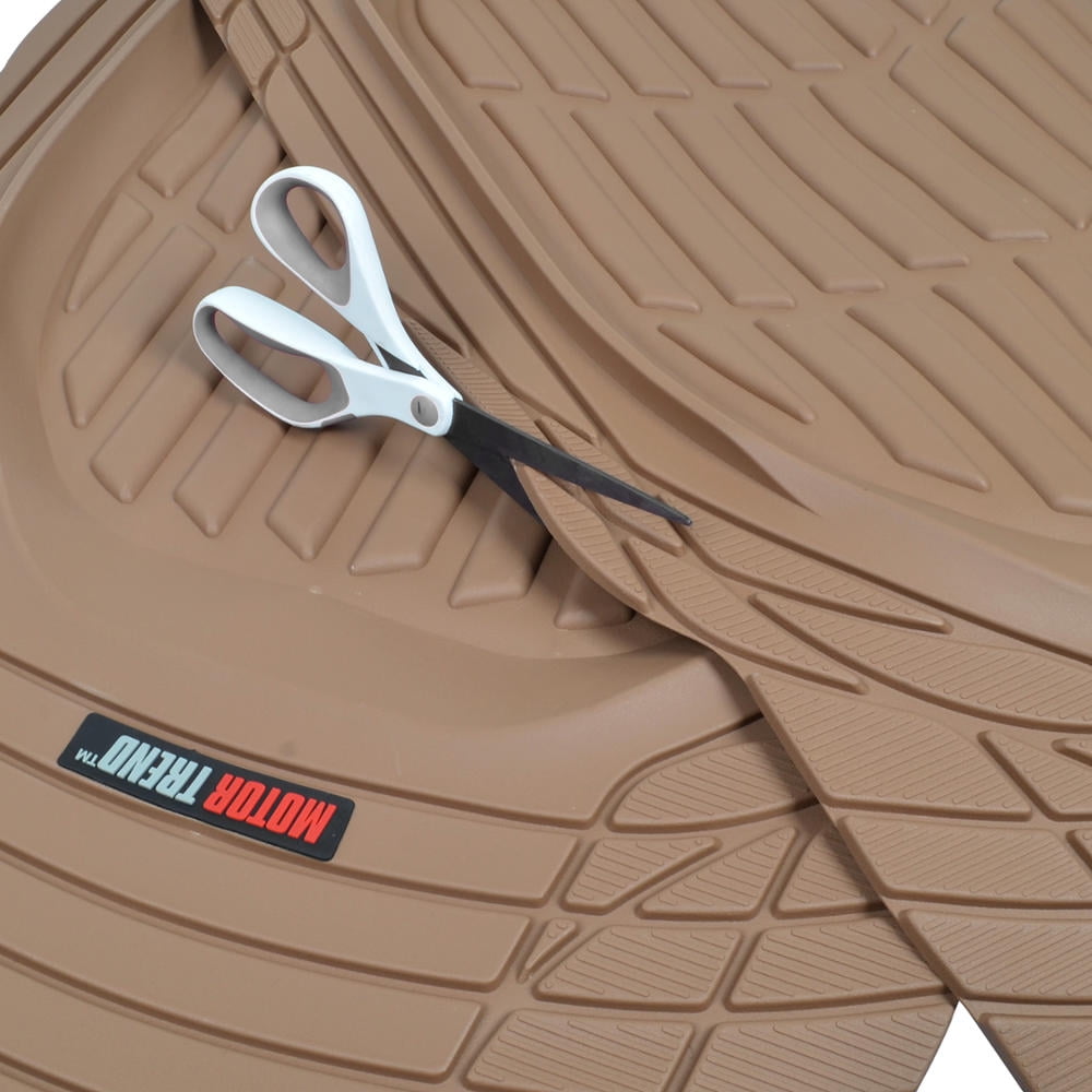 MotorTrend FlexTough Tortoise, Heavy-Duty Rubber Floor Mats for All Weather Protection, Deep Dish, Black