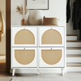 thumbnail image 4 of YYAo Shoe Cabinet Storage Organizer, 2 Rows Of 4 Dump Buckets With High Feet Round Rattan Shoe Cabinet,White, 4 of 13