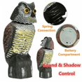 thumbnail image 3 of realista jaula de pájaros plástico búho espantapájaros con cabeza giratoria y sonido, 3 of 5