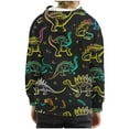 thumbnail image 3 of Thetops Big Boys Dinosaur Hoodie - 9T Black, Neon Dino Print, Kangaroo Pocket, Durable Polyester Easy Care for Kids, 3 of 3