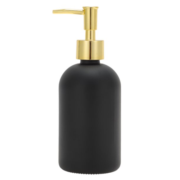 Dispensador de Jabón Frosted Cilíndrico Reutilizable 1 Pc 13.53oz Tono Negro Dorado