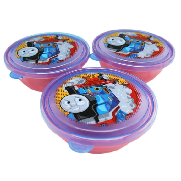 Thomas and Friends Transparent Pink and Blue Reusable Storage Bowl (3pc)