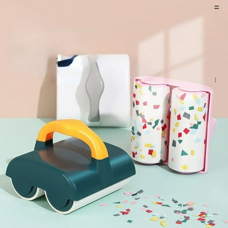Portable tearable handle double roller brush sticky dust removal paper sticky hair removal device for household clothes