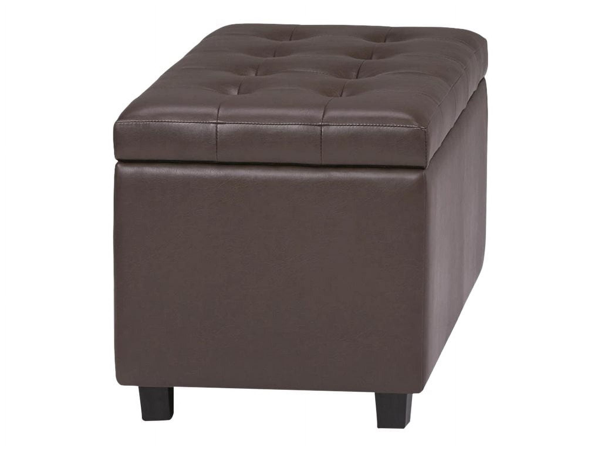 Cosmopolitan 34 inch Wide Storage Ottoman in Chocolate Brown Vegan Leather