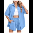 thumbnail image 2 of Conjunto de Chándal de 2 Piezas para Mujer, de Verano, con Top de Corta y Pantalones Cortos. Azul M, 2 of 9