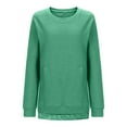 thumbnail image 4 of FAIWAD Women Fall Rib Long Sleeve Pullover Casual Basic Round Neck Solid Color Tops Loose Outfit with Pocket, 4 of 5