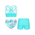 thumbnail image 4 of Alvivi Kids Girls Bathing Suit Beach Swimwear Set Strappy Back Crop Top with Briefs and Shorts Tankini Swimsuits Leaf 8, 4 of 7